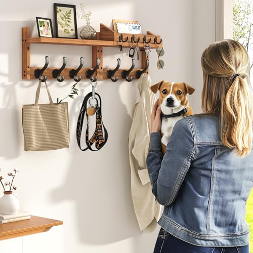 Evermagin 29" Coat Rack Wall Mount with Shelf, 4 in 1 Wall Mounted Coat and Key Hanger with 11 Hooks, Entryway Key Holder with Mail Holder for Living Room, Bedroom - Image 5
