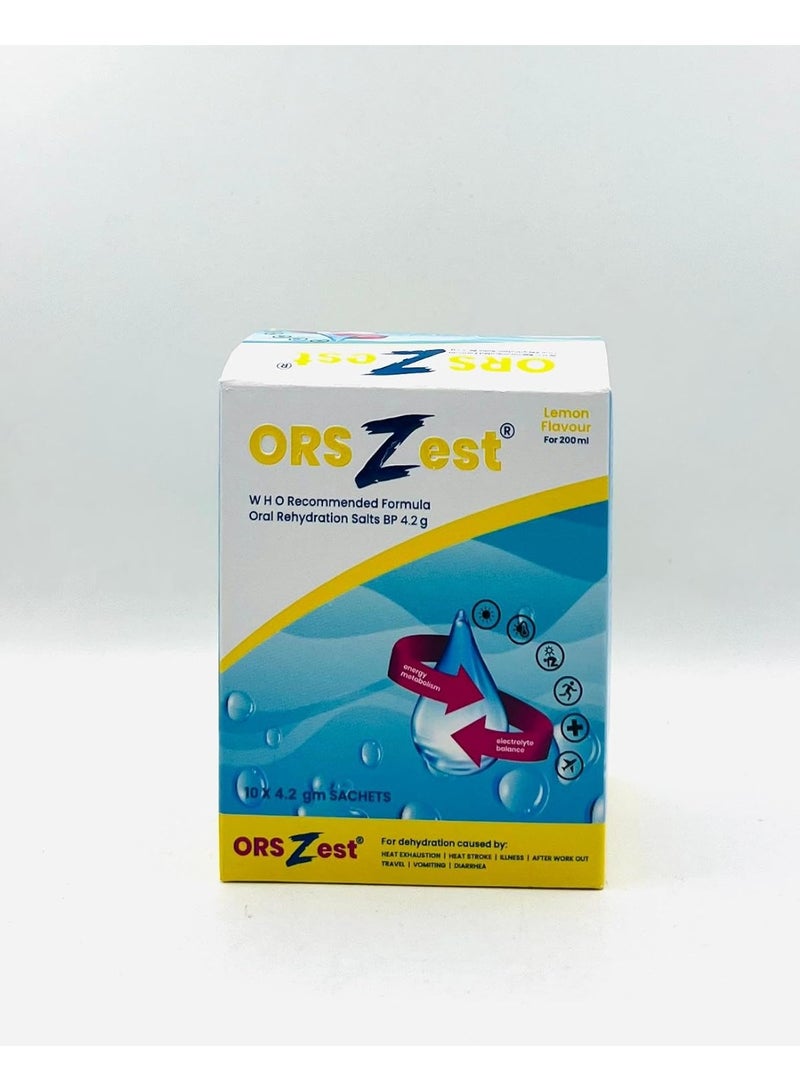 أو آر اس أكياس محلول الإمهاء الفموي (ORS) بوزن 4.2 جم، نكهة الليمون، عبوة تحتوي على 10 أكياس. - Image 2