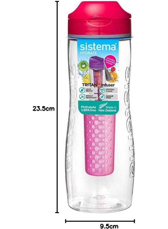 sistema زجاجة مياه/مشروبات Sistema 6603 Hydrate، 27 أونصة، وردي - Image 4