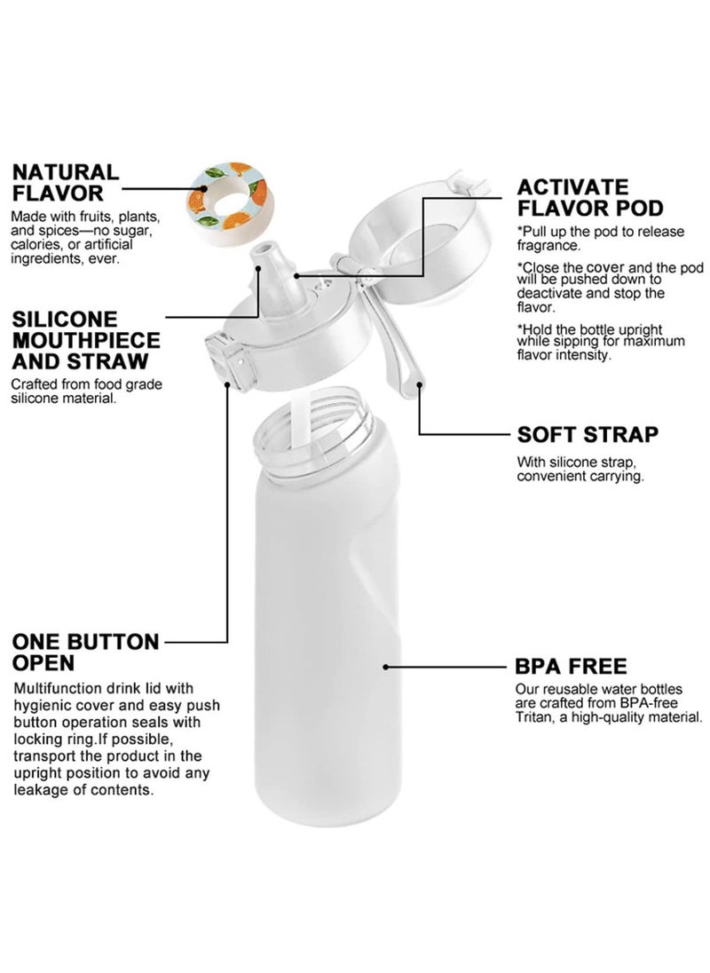 XiuWoo - 650ML Water Bottle With Straw, Fruit Fragrance Water Bottle with Air Flavour Pods, 0% Sugar BPA Free , Sports Water Bottle Suitable for Outdoor Sports (Pink+7Pods) - Image 1
