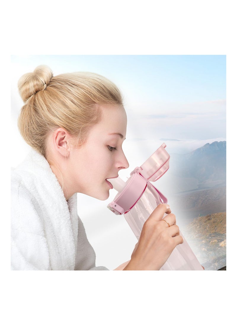 XiuWoo - 650ML Water Bottle With Straw, Fruit Fragrance Water Bottle with Air Flavour Pods, 0% Sugar BPA Free , Sports Water Bottle Suitable for Outdoor Sports (Pink+7Pods) - Image 1