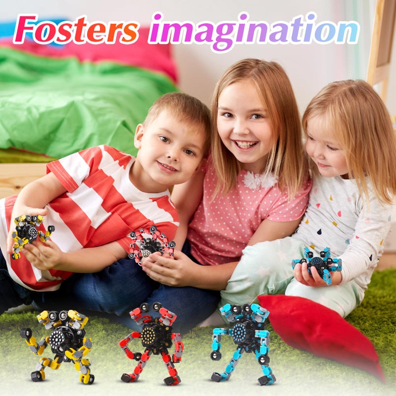 Gokeey Transformable Fidget Spinners 3 Pcs for Kids and Adults Stress Relief Sensory Toys for Boys and Girls Fingertip Gyros for Party Favors Goodie Bag Stuffers for Kids - Image 4