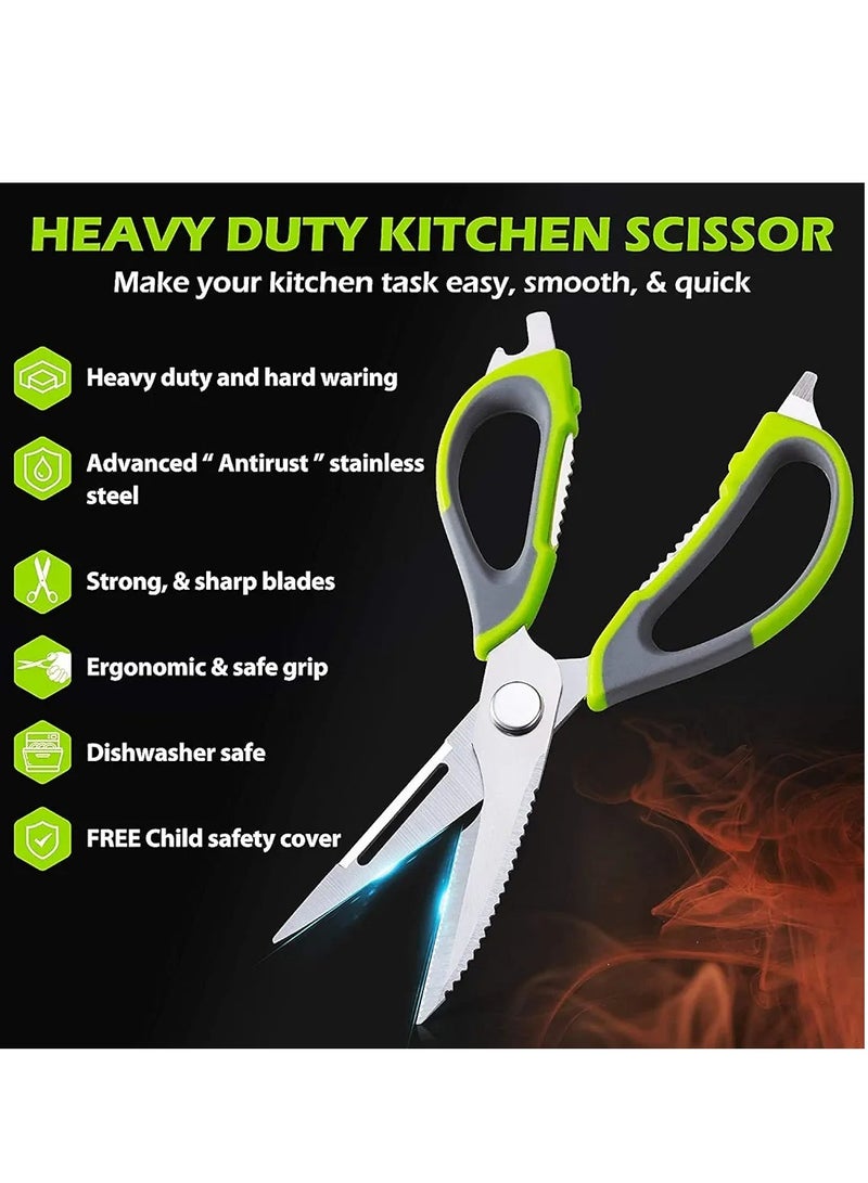 Generic Heavy duty stainless steel multipurpose kitchen sharp scissors with magnetic holder  - Image 3