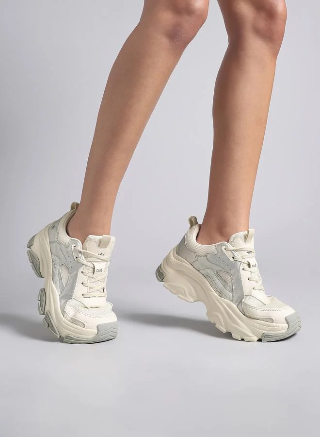 Cult Women Off-White and Silver Luna Sneakers