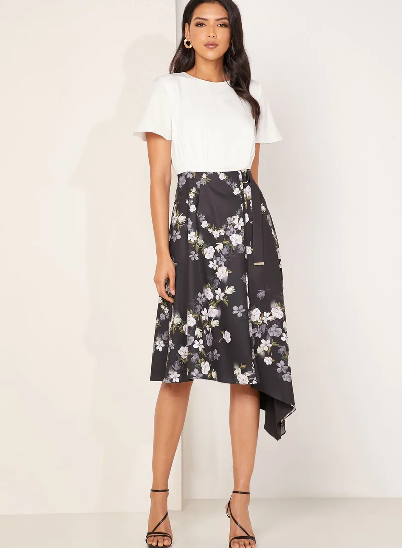 Ted Baker Mirri Asymmetric Colorblock Printed Skirt Dress