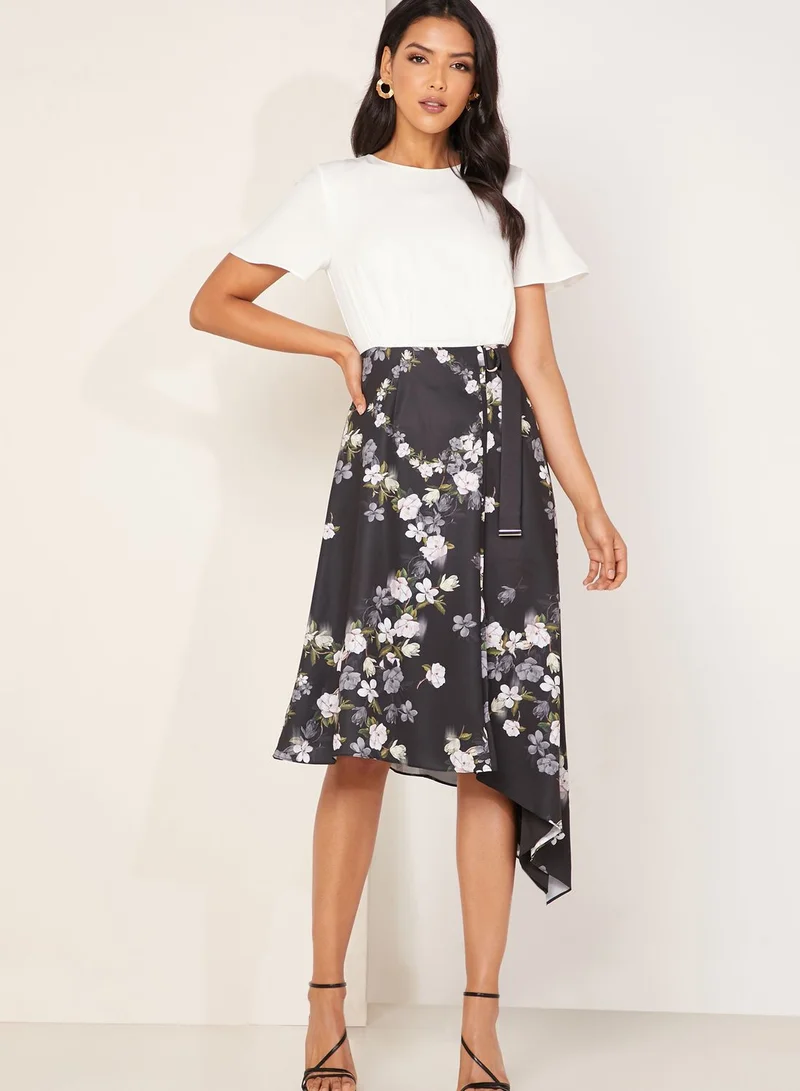 Ted Baker Mirri Asymmetric Colorblock Printed Skirt Dress