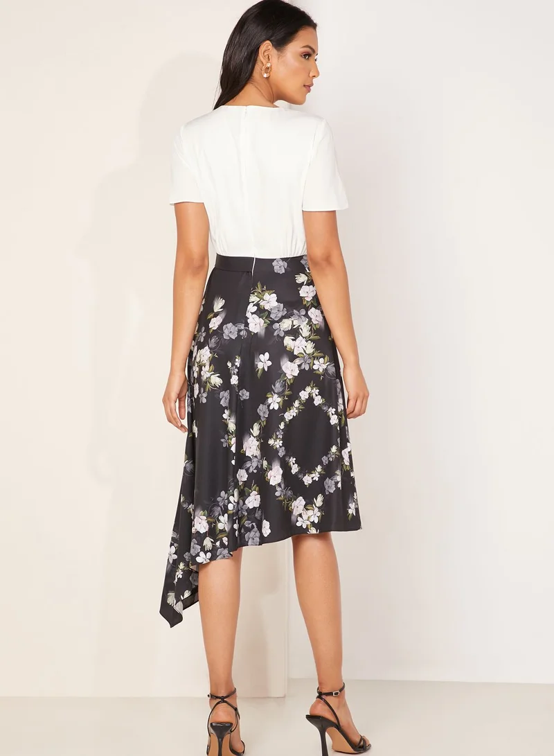 Ted Baker Mirri Asymmetric Colorblock Printed Skirt Dress