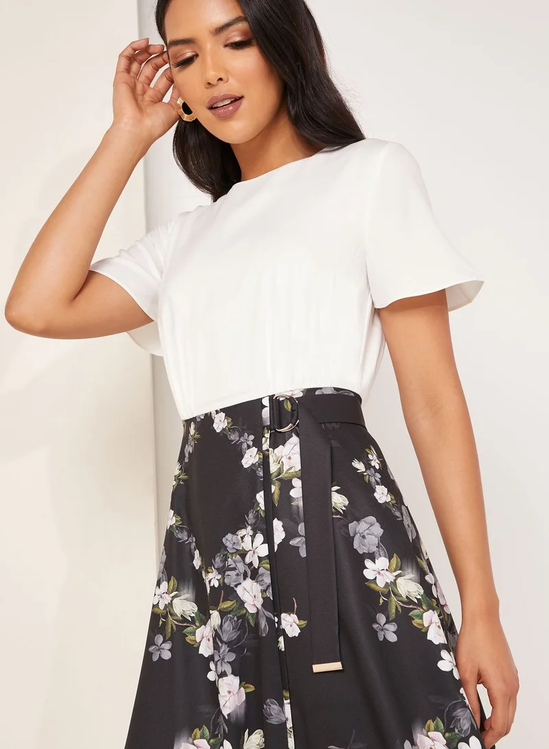 Ted Baker Mirri Asymmetric Colorblock Printed Skirt Dress
