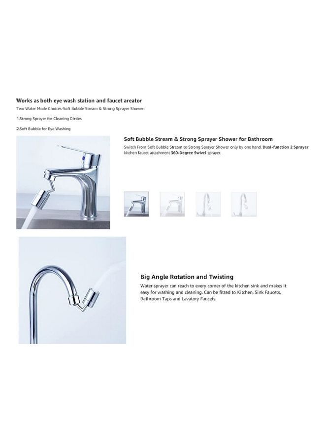 NIBEMINENT Anti-Splash Spout Filter Dual-Function Faucet Silver 22 x 39 28millimeter  - Image 4