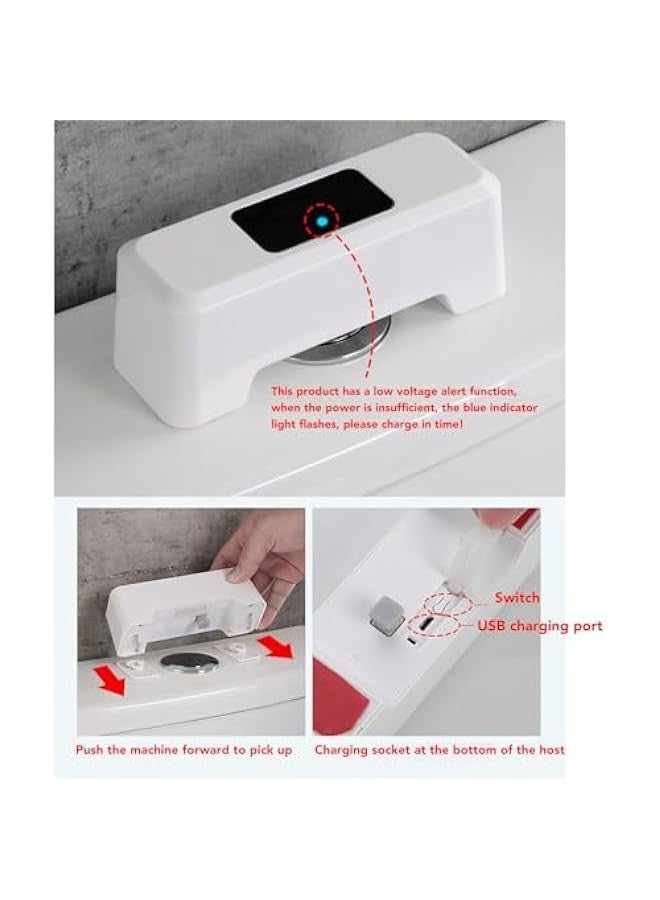 Automatic Sensor Toilet Flusher, 1800mAh Touchless Toilet Flush Kit High Sensitivity Touchless Toilet Flush System Water Saving USB Charging Automatic Flushing Kit for Toilet - Image 5