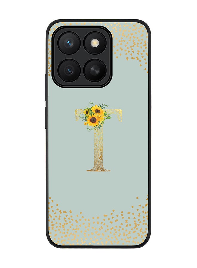 Stylizedd For Honor X8c Case,Slim fit Camera Protection, Shockproof Thin Phone cover  - Custom Floral Monogram - T  (Light Grey )