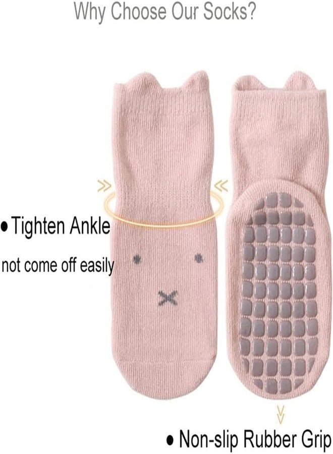 MIKONIKO Baby Socks Non-Slip Thin - Beautiful Cotton Non-Slip Socks Baby Children, 2 Pairs_12-24 Months - Image 2