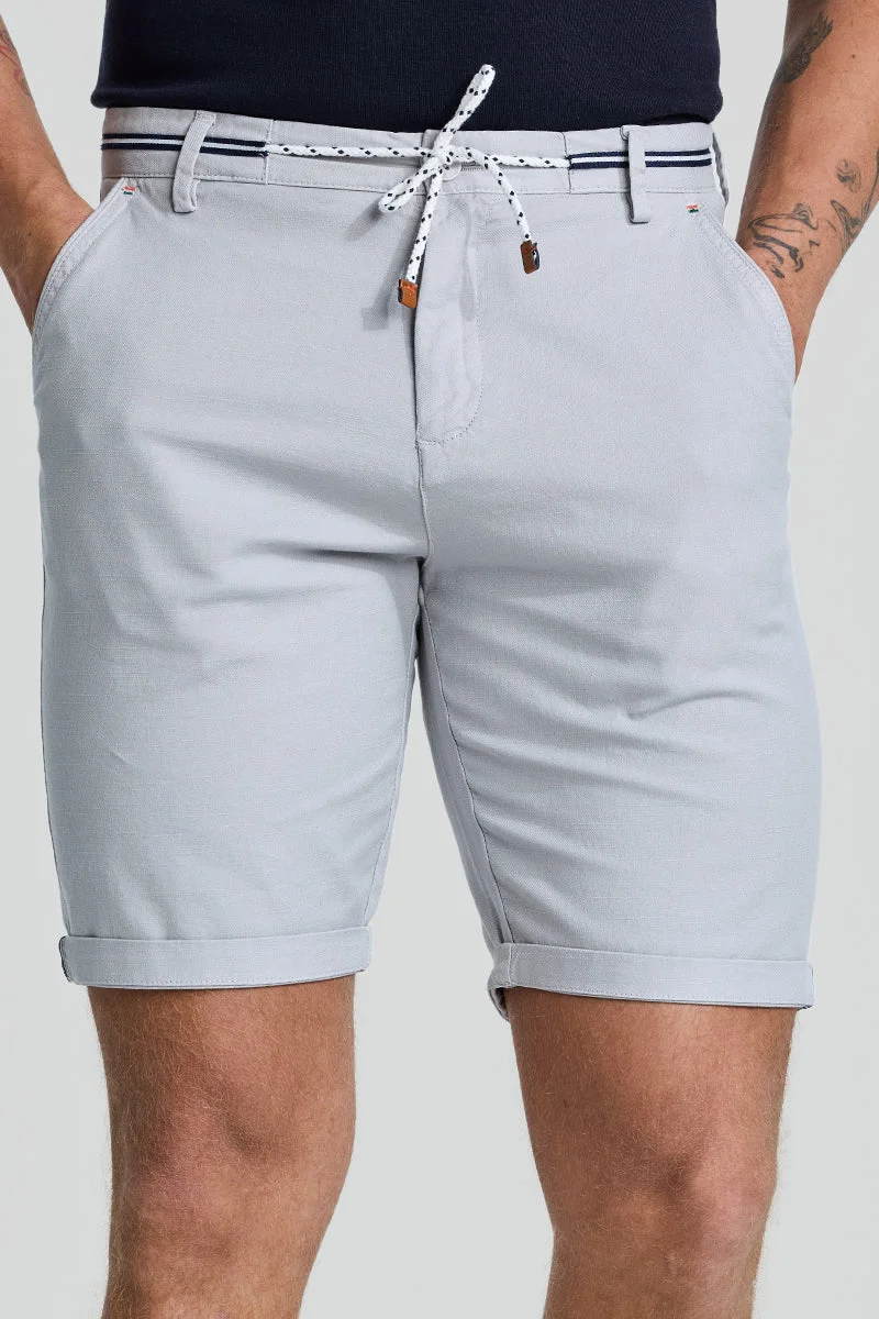 SNITCH Light Grey Solid Regular Fit Casual Shorts