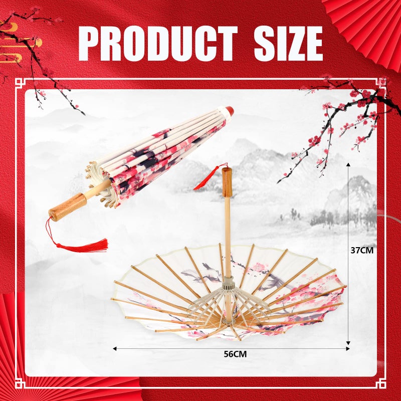 Dunzy 4 Pcs Chinese Handmade Umbrella 22 Inch Oiled Paper Classical Plum Blossom Paper Umbrella Parasol Art Dance Japanese Decorations for Wedding Parties Photography, Costumes, Decoration - Image 2