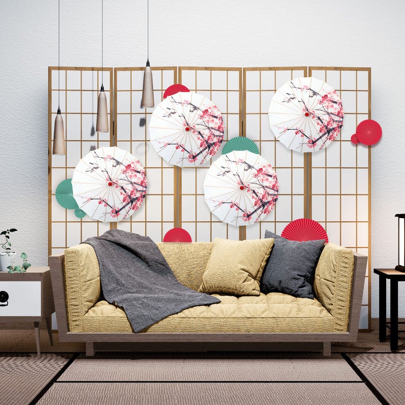 Dunzy 4 Pcs Chinese Handmade Umbrella 22 Inch Oiled Paper Classical Plum Blossom Paper Umbrella Parasol Art Dance Japanese Decorations for Wedding Parties Photography, Costumes, Decoration - Image 5