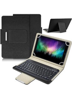 Universal 10.1 Inch Tablet Keyboard Case Wireless Bluetooth Removable Keyboard Plus Folio Pu Leather Cover Plus Stand Travel Portable Pu Sleeve For Ios Android Windows 9.6 10.5 Inch Tablet Black