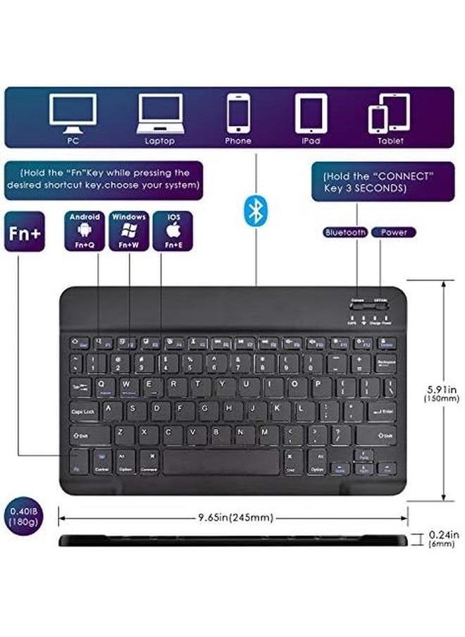 erorex - Universal 10.1 Inch Tablet Keyboard Case Wireless Bluetooth Removable Keyboard Plus Folio Pu Leather Cover Plus Stand Travel Portable Pu Sleeve For Ios Android Windows 9.6 10.5 Inch Tablet Black - Image 1