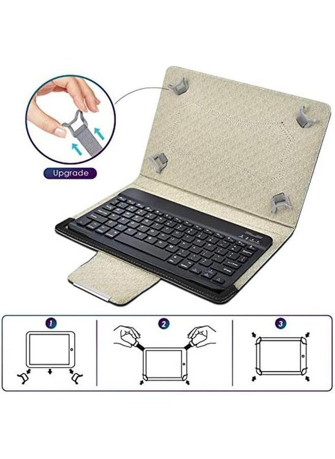 erorex - Universal 10.1 Inch Tablet Keyboard Case Wireless Bluetooth Removable Keyboard Plus Folio Pu Leather Cover Plus Stand Travel Portable Pu Sleeve For Ios Android Windows 9.6 10.5 Inch Tablet Black - Image 1