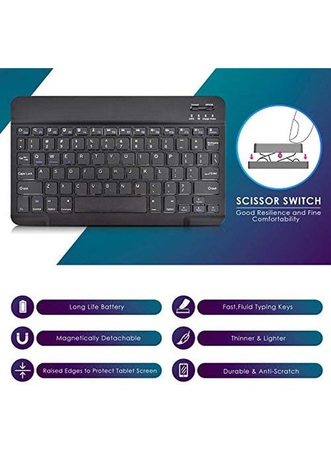 erorex - Universal 10.1 Inch Tablet Keyboard Case Wireless Bluetooth Removable Keyboard Plus Folio Pu Leather Cover Plus Stand Travel Portable Pu Sleeve For Ios Android Windows 9.6 10.5 Inch Tablet Black - Image 1