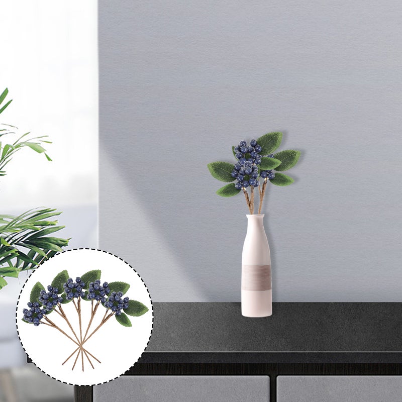 5Pcs Artificial Berries Stem Fake Blueberries Decor Tree DIY Wreath Decorations - Image 1