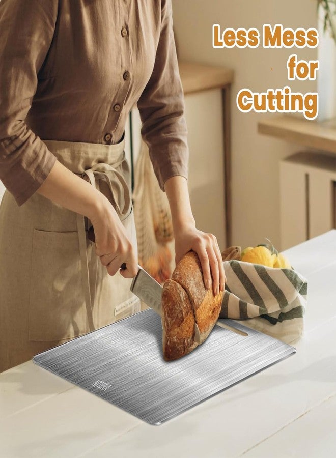 NTIERA New Titanium Cutting Board-Stainless Steel Cutting Boards for kitchen,Double-Sided Food Grade Non Toxic Cutting Board,Chopping Boards Necessities for Home Outdoor Camping Meal Prep,Easy to Clean(XL) - Image 5