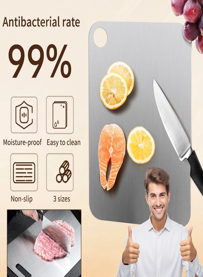 NTIERA New Titanium Cutting Board-Stainless Steel Cutting Boards for kitchen,Double-Sided Food Grade Non Toxic Cutting Board,Chopping Boards Necessities for Home Outdoor Camping Meal Prep,Easy to Clean(XL) - Image 3