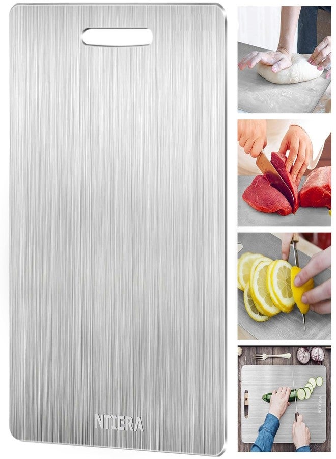 NTIERA New Titanium Cutting Board-Stainless Steel Cutting Boards for kitchen,Double-Sided Food Grade Non Toxic Cutting Board,Chopping Boards Necessities for Home Outdoor Camping Meal Prep,Easy to Clean(XL) - Image 1
