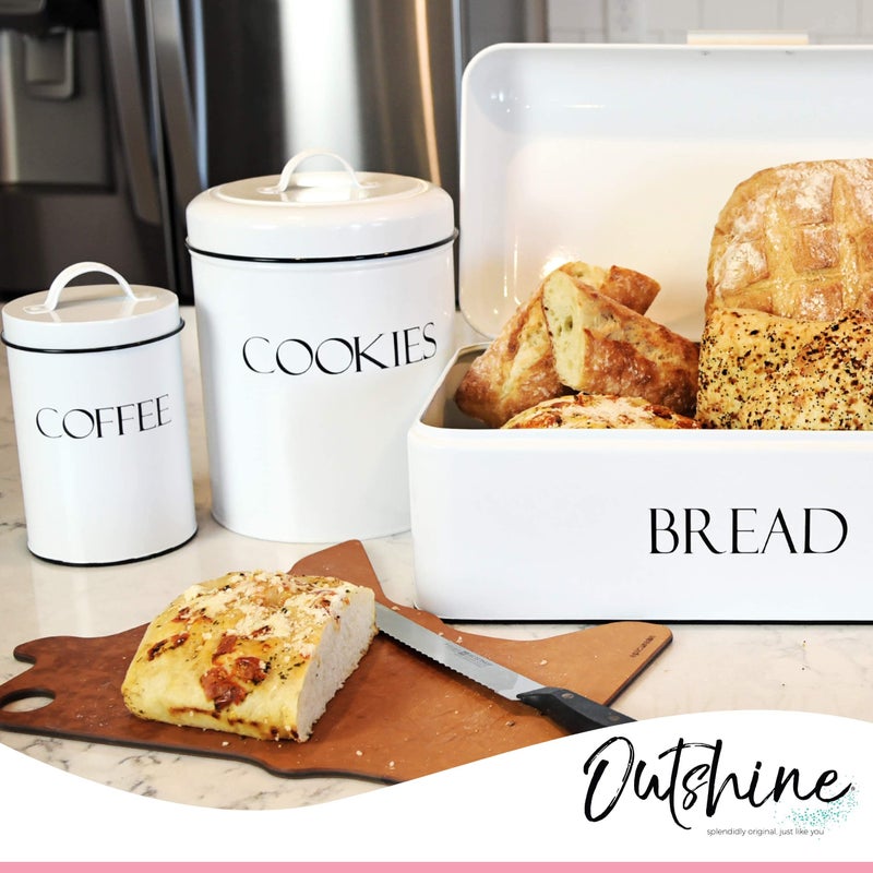 OUTSHINE White Cookie Jar with Airtight Lids | Vintage | Kitchen Counter Decorative Farmhouse Countertop Metal Treat Container | Best Cookie Tin for Gift Giving - Image 5