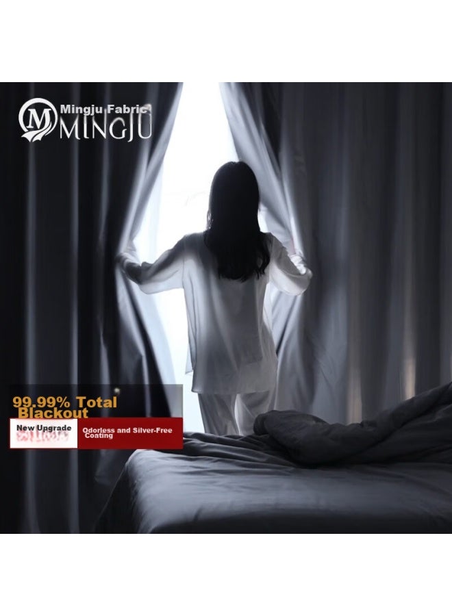 Mingju Fabric Blackout Curtains, Ready-made Curtains, Sunshade Curtains, Light Gray, Hook-style, 1.5*2.0, Single Panel - Image 4