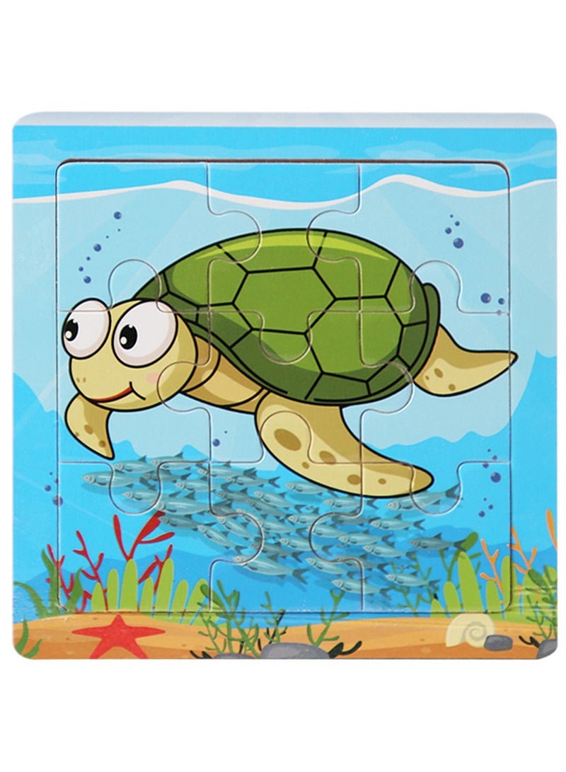 Children's Educational Wooden Cartoon Turtle Jigsaw Puzzles Suitable Gift Bag Pack - Image 1