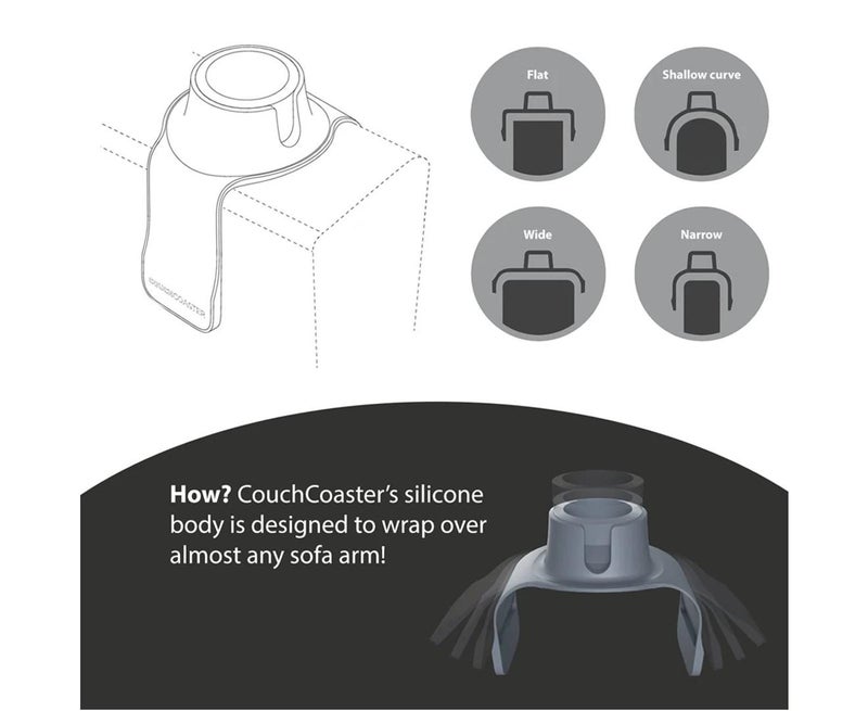 Silicone Cup Holder Tray for Arm Chair Couch Caddy Sofa Recliner -The Ultimate Drink Holder for Your Sofa-Gray - Image 3