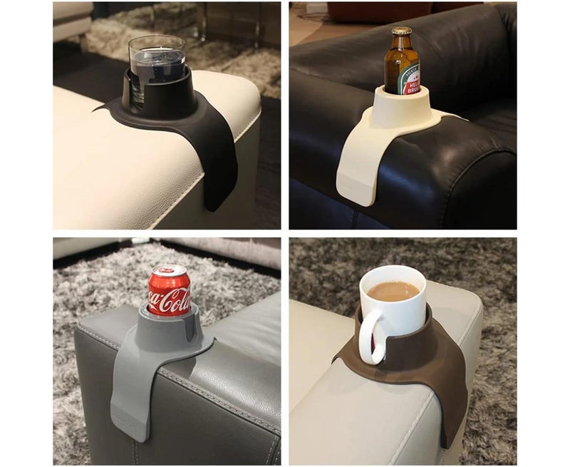 Silicone Cup Holder Tray for Arm Chair Couch Caddy Sofa Recliner -The Ultimate Drink Holder for Your Sofa-Gray - Image 5