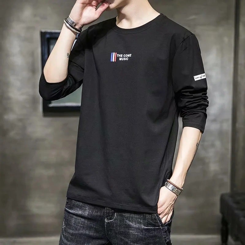 2020 Mens Long-Sleeve Casual Tee Autumn Winter White 6005  - Image 3