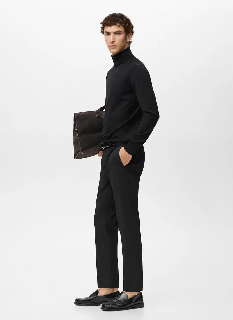 Mango Man  100% merino wool roll neck jumper for Men | Best Price UAE