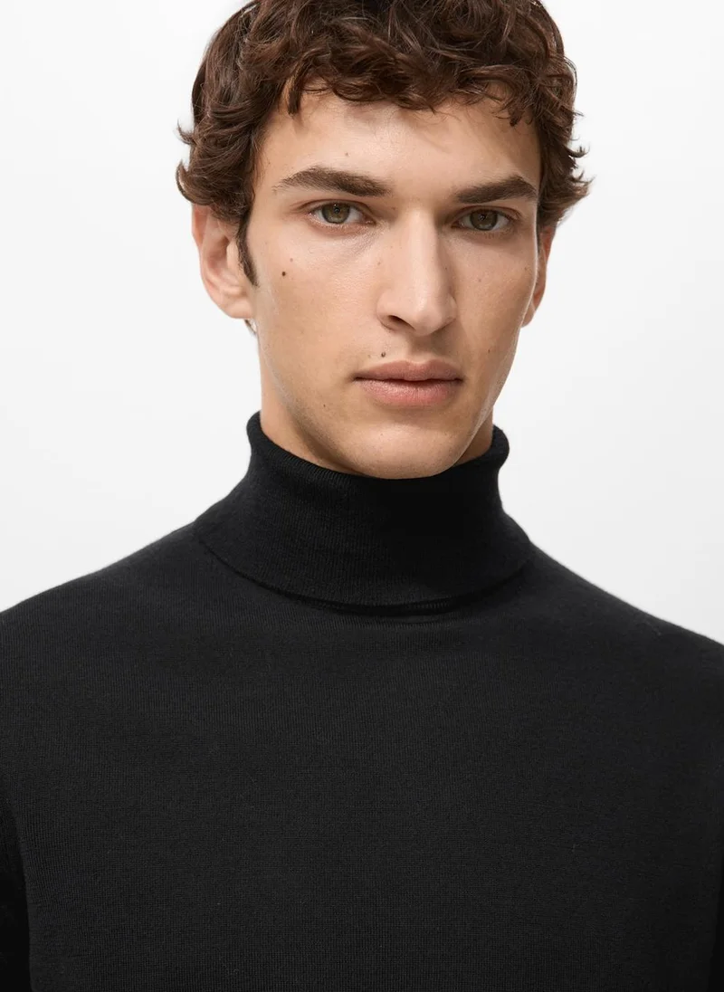 Mango Man  100% merino wool roll neck jumper for Men | Best Price UAE