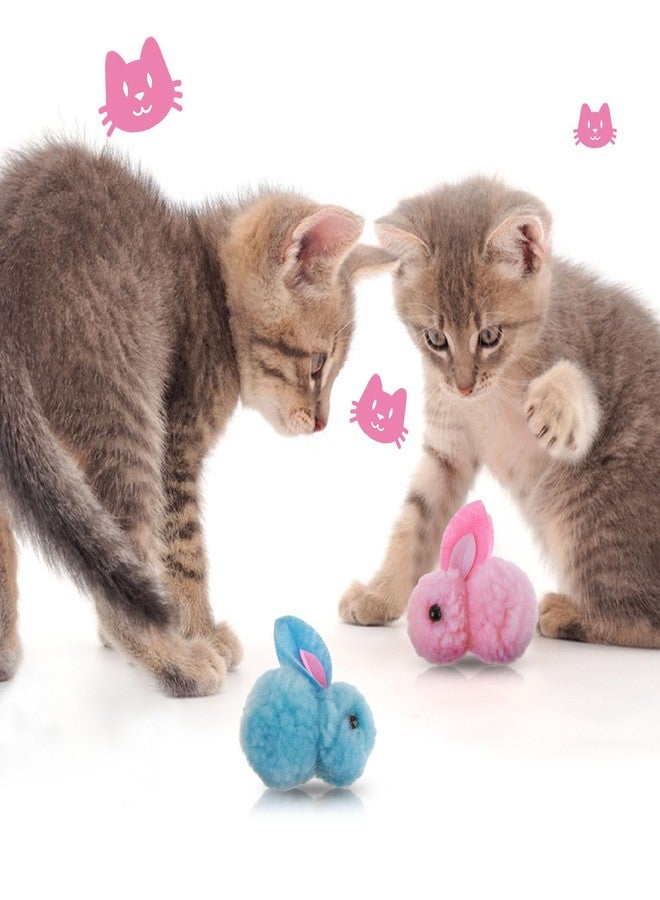 Amaxiu 10Pcs Plush Toy Balls, Cute Bunny Shape Kitten Pompom Soft 5.5cm/2.16in Puff Ball Indoor Fun Colorful Cat Ball Toy Pom Pom Balls for Pet - Image 4
