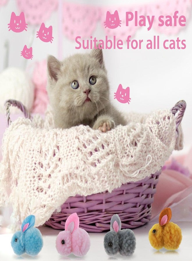 Amaxiu 10Pcs Plush Toy Balls, Cute Bunny Shape Kitten Pompom Soft 5.5cm/2.16in Puff Ball Indoor Fun Colorful Cat Ball Toy Pom Pom Balls for Pet - Image 5