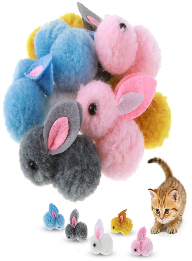 Amaxiu 10Pcs Plush Toy Balls, Cute Bunny Shape Kitten Pompom Soft 5.5cm/2.16in Puff Ball Indoor Fun Colorful Cat Ball Toy Pom Pom Balls for Pet - Image 1