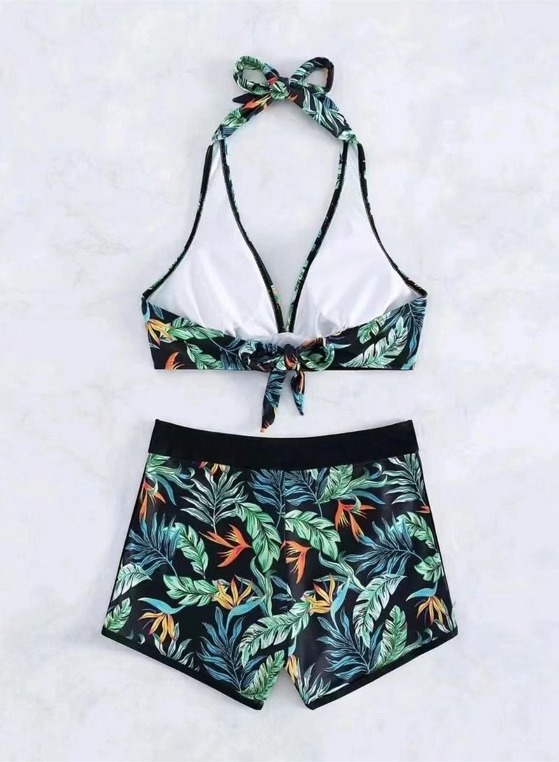 Loquat بيكيني مطبوع بشاطئ من قطعتين مع رباط ملون - Image 2