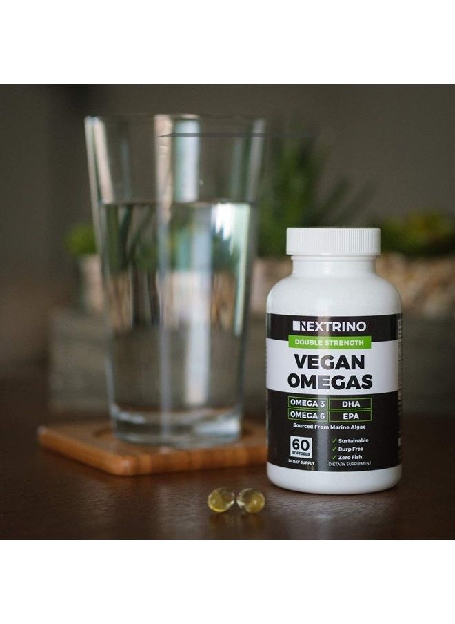 Nextrino - Vegan Omega 3 Supplement (60 Softgels), Algal Oil with DHA EPA, Organic Omega3 6 Fatty Acids from Algae, Plant Based Vegetarian Alternative to Fish Oil, Supports Heart Brain Health - Image 1