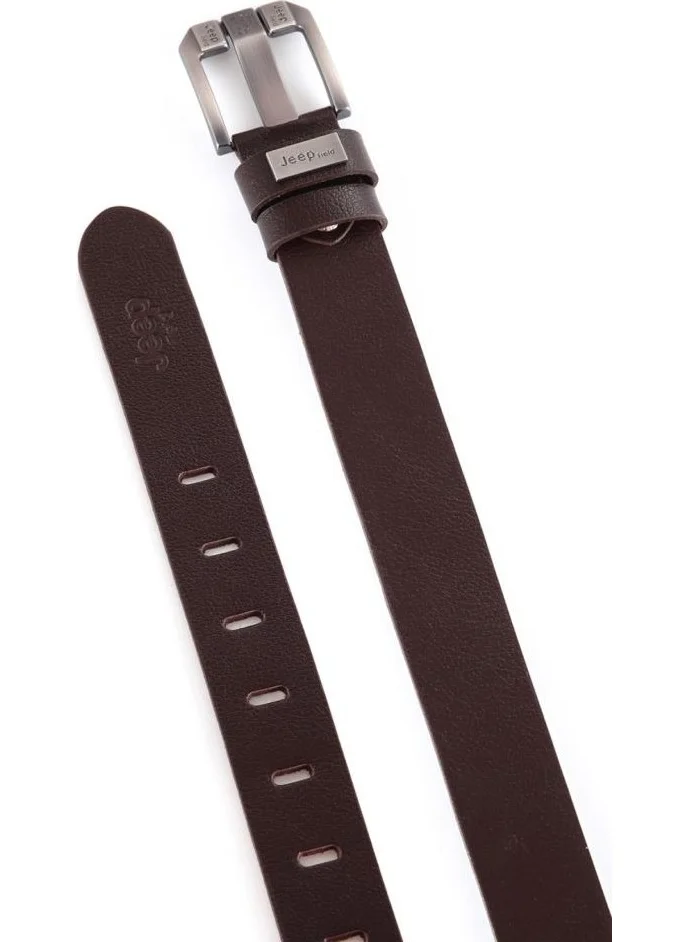 Jeep Field Leather Brown Metal Buckle Men's Belt