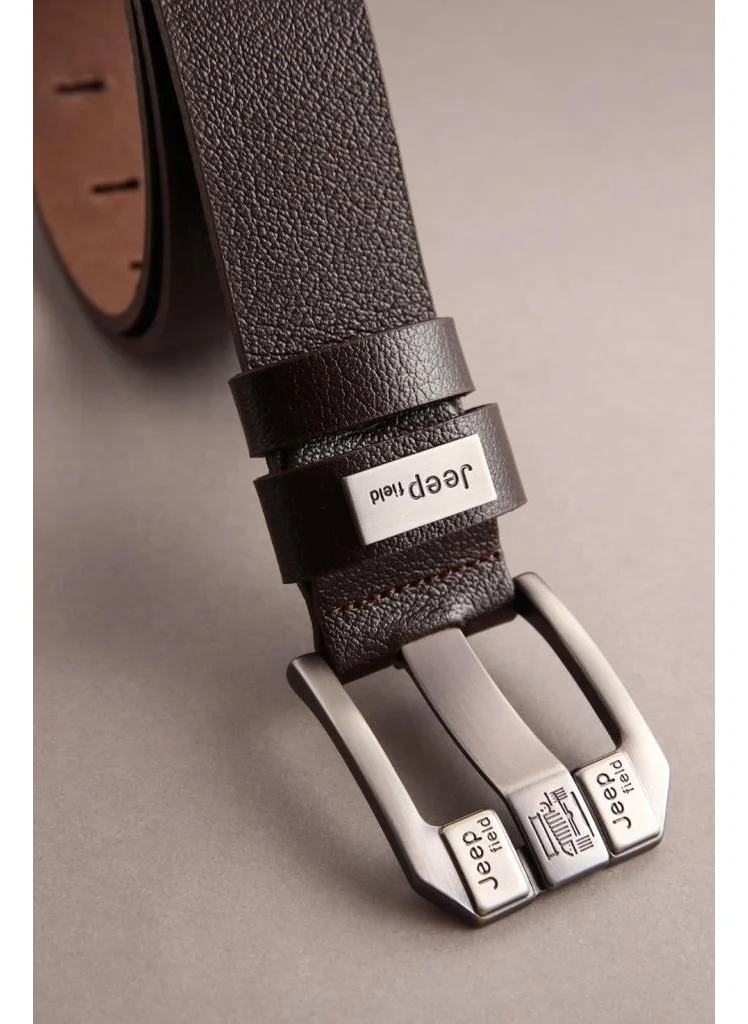 Jeep Field Leather Brown Metal Buckle Men's Belt