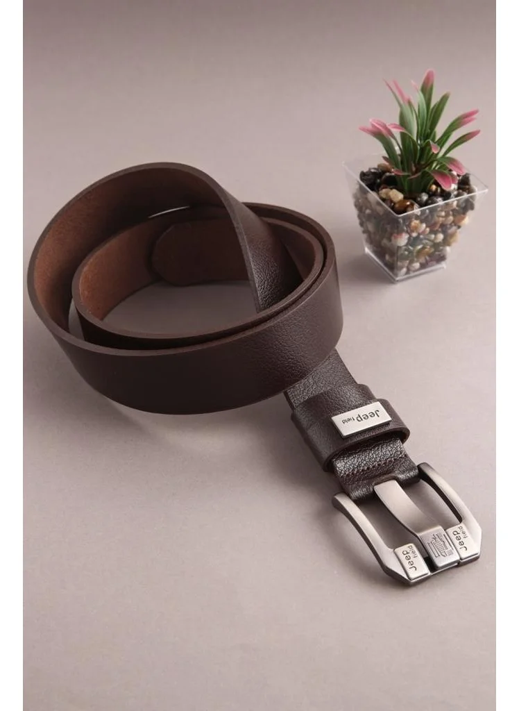 Jeep Field Leather Brown Metal Buckle Men's Belt
