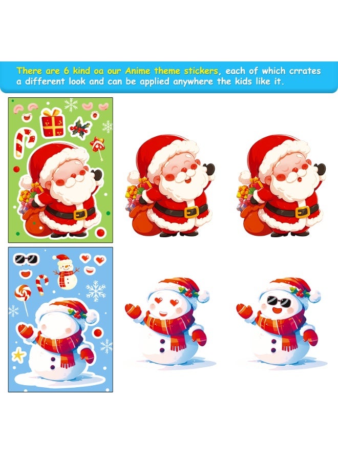 6 Sheets Christmas Stickers for Crafts, Make a Face Sticker, Make Your Own Christmas Characters Mix and Match Sticker Santa Stickers Christmas Tree Stickers, Xmas Holiday Christmas Party Favor. - Image 5