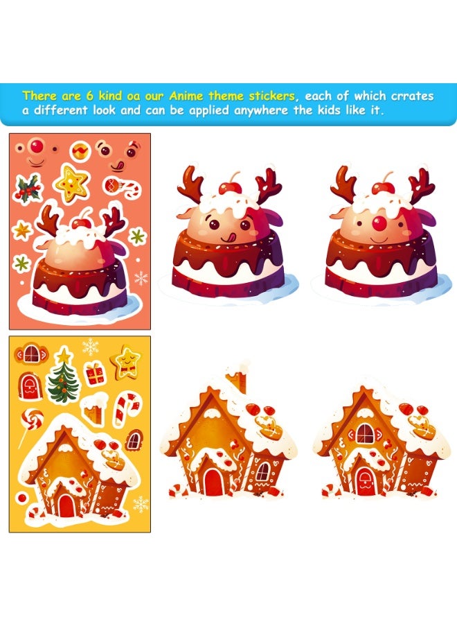6 Sheets Christmas Stickers for Crafts, Make a Face Sticker, Make Your Own Christmas Characters Mix and Match Sticker Santa Stickers Christmas Tree Stickers, Xmas Holiday Christmas Party Favor. - Image 4