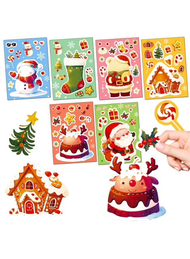 6 Sheets Christmas Stickers for Crafts, Make a Face Sticker, Make Your Own Christmas Characters Mix and Match Sticker Santa Stickers Christmas Tree Stickers, Xmas Holiday Christmas Party Favor. - Image 2