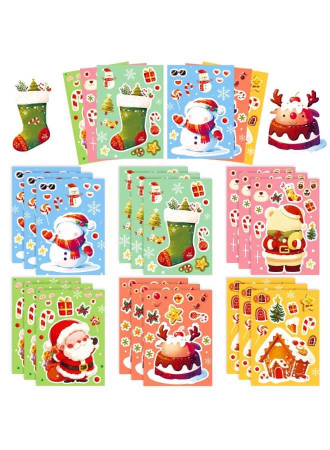 6 Sheets Christmas Stickers for Crafts, Make a Face Sticker, Make Your Own Christmas Characters Mix and Match Sticker Santa Stickers Christmas Tree Stickers, Xmas Holiday Christmas Party Favor. - Image 3