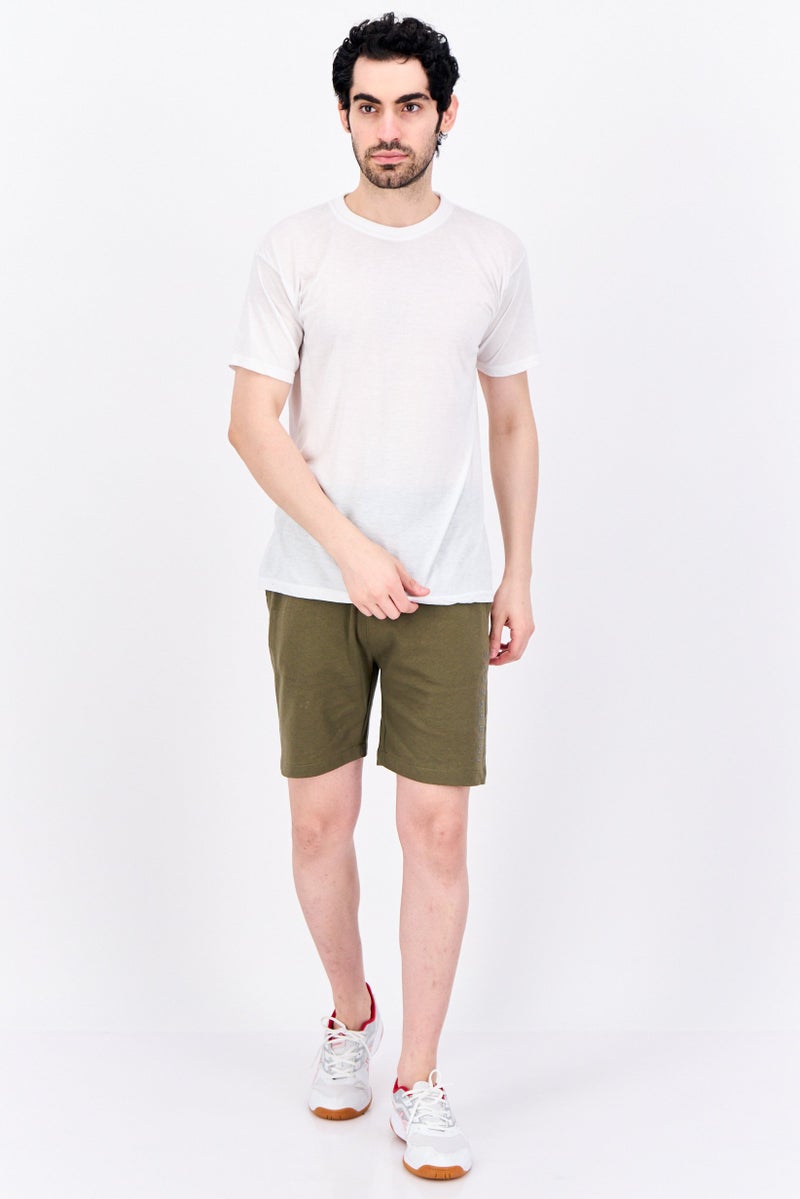 Gazzarrini Men Drawstring Brand Logo Basic Shorts, Dark Olive - Image 3
