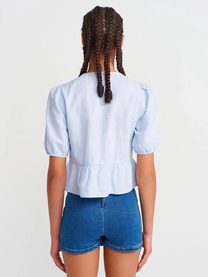 ديلفين Dilvin Women’s Crop Blouse With Bow Detail