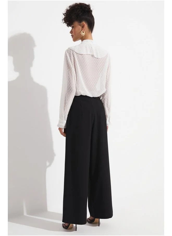JUNE June Pleated Loose Cut Trouser Black